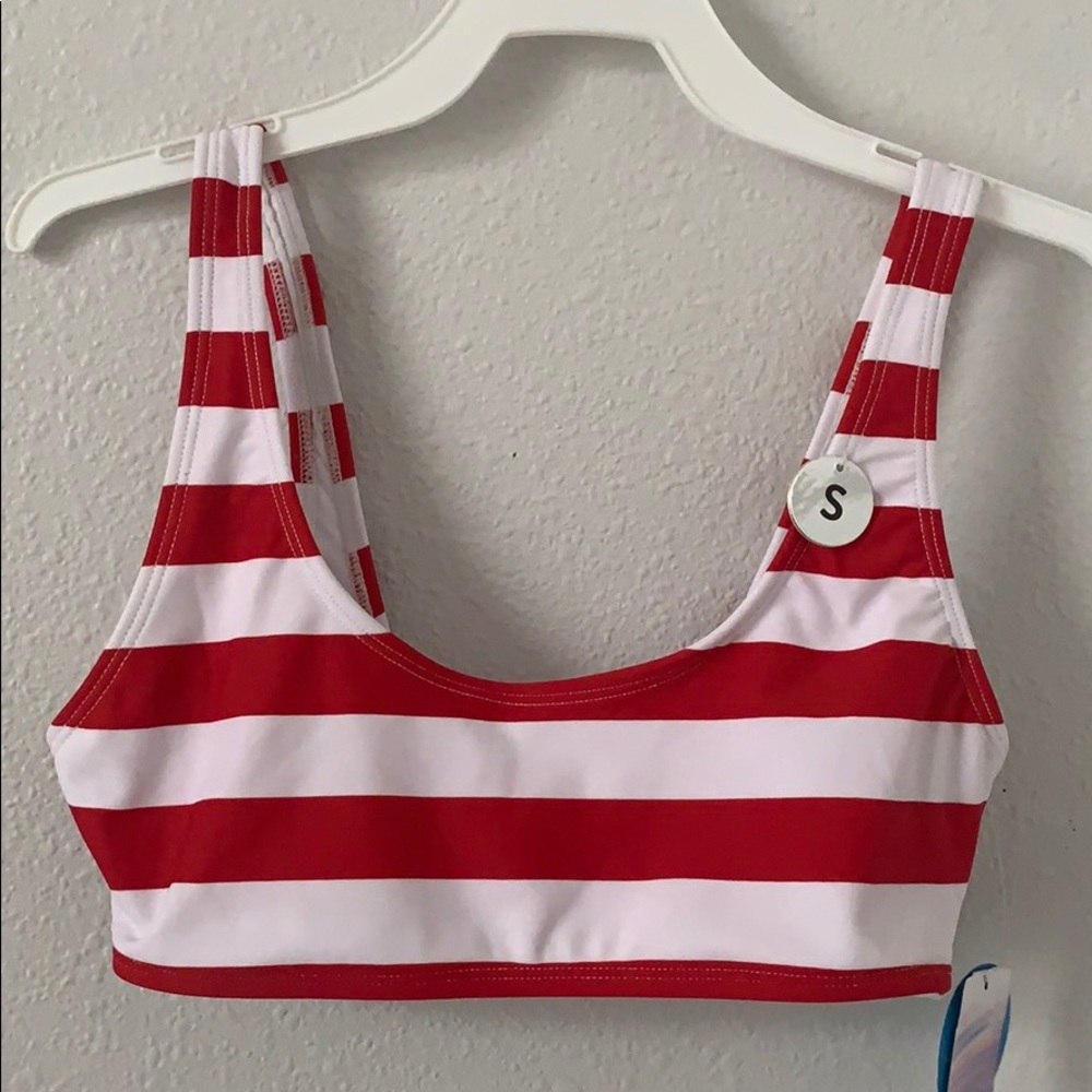 Red & White Swimwear Top